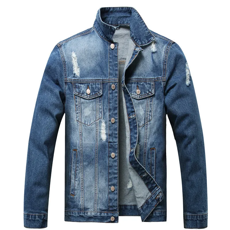 Side Seam Pocket Cotton Denim Jacket