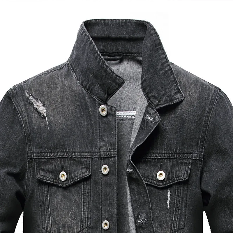 Side Seam Pocket Cotton Denim Jacket