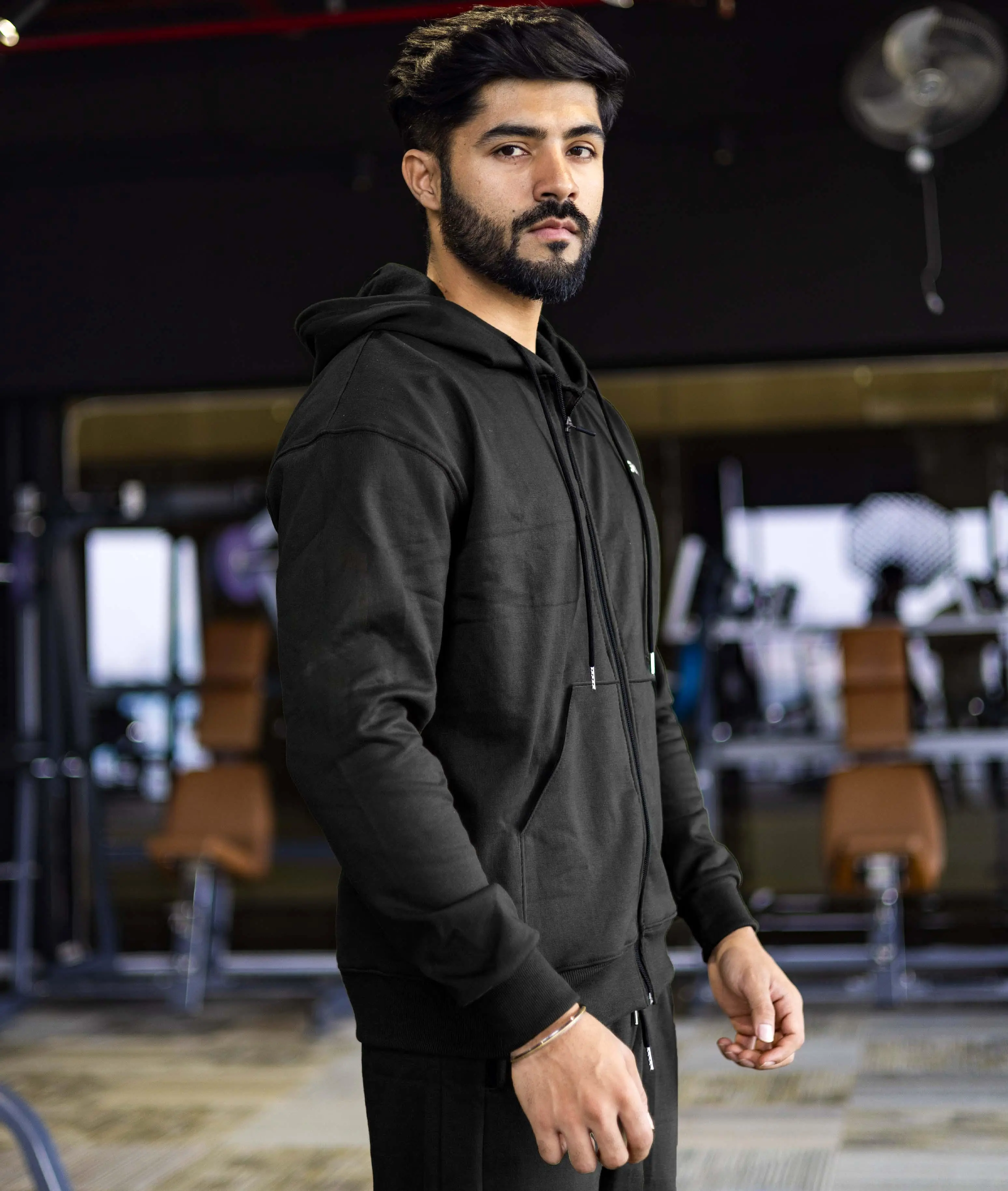 Signature Oversized GymX Hoodie: Jet Black