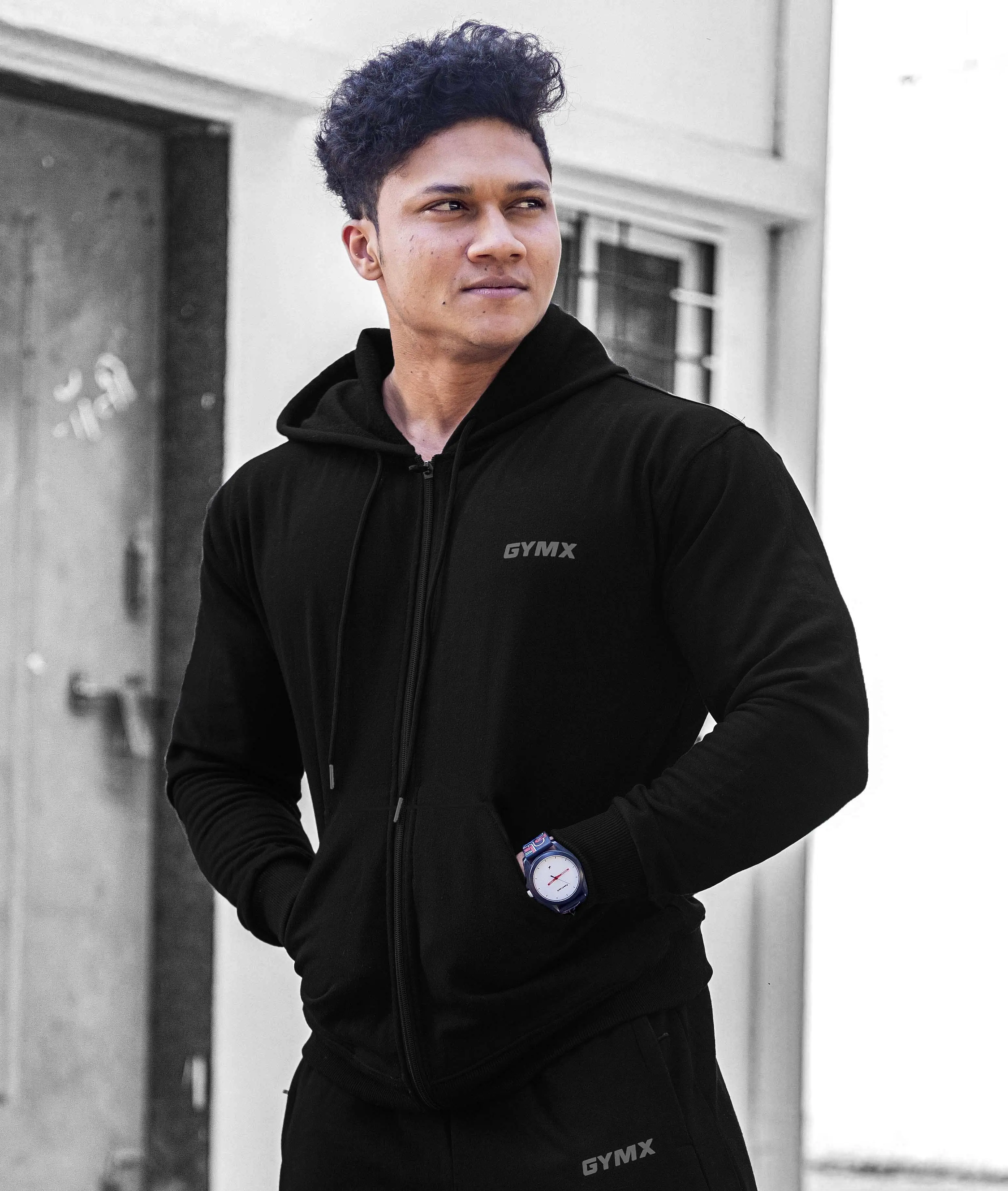 Signature Oversized GymX Hoodie: Jet Black