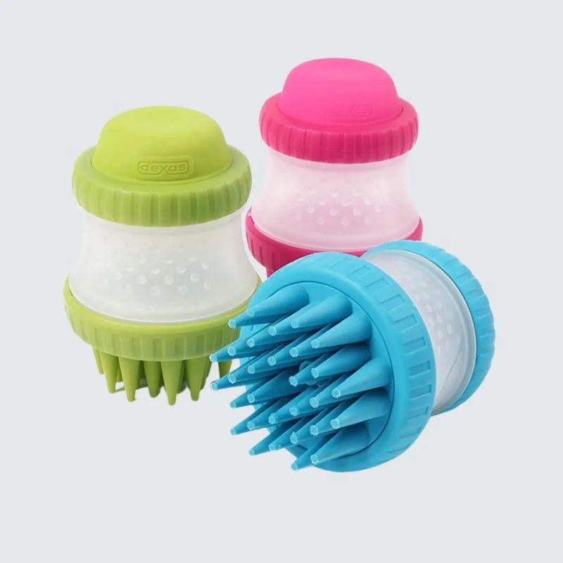 Silicone Dog Bathing Brush with Shampoo Storage | Petiboo