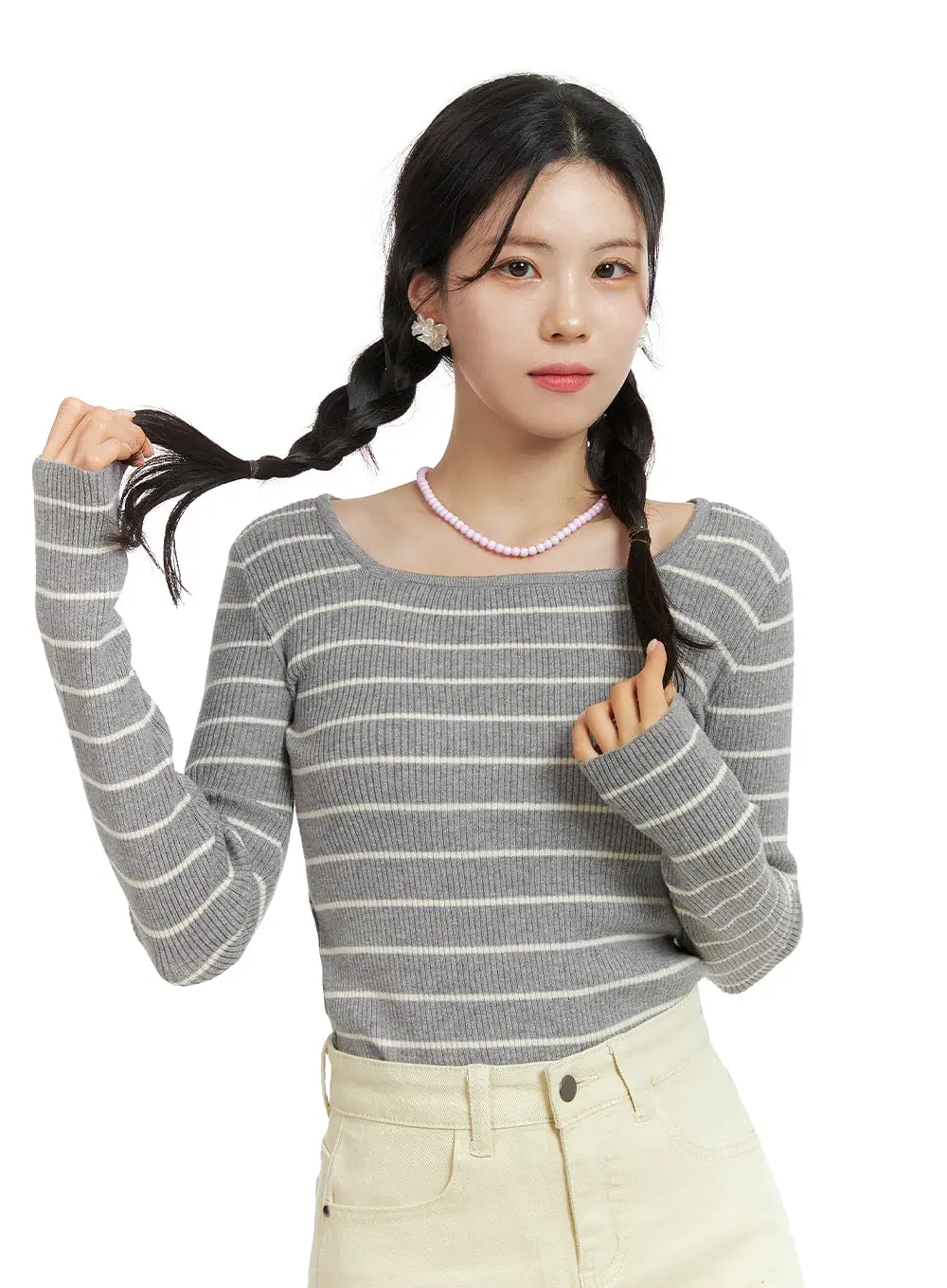 Stripe Square Neck Sweater OM419