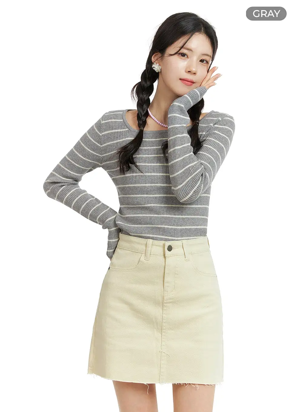 Stripe Square Neck Sweater OM419