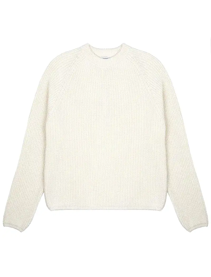 Sunspel Cotton Boxy Crew Neck Sweater Off White