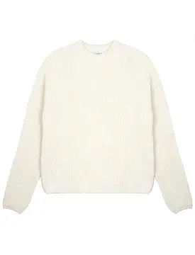 Sunspel Cotton Boxy Crew Neck Sweater Off White