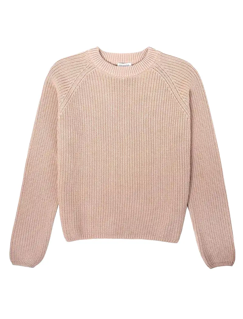 Sunspel Cotton Boxy Crew Neck Sweater Shell Pink