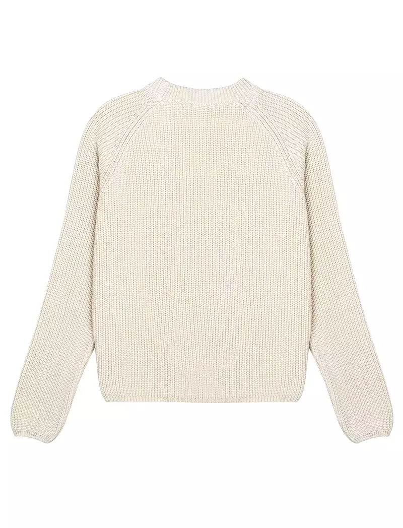 Sunspel Womens Cotton Boxy Crew Neck Sweater Ecru