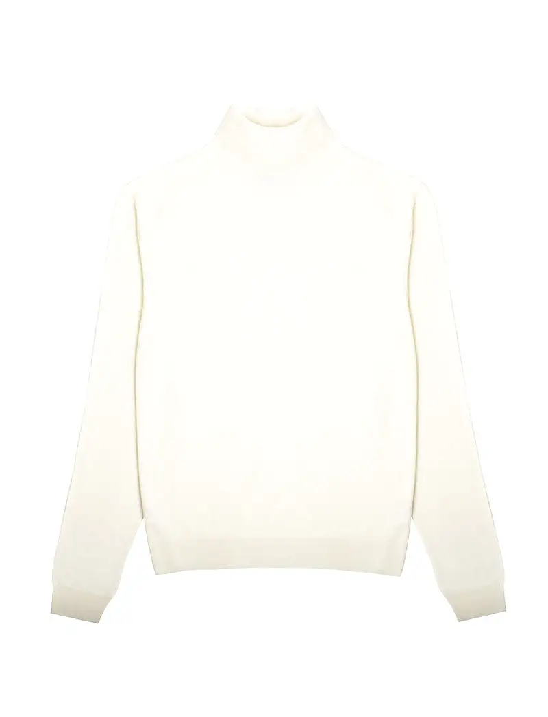 Sunspel Womens Merino Silk Roll Neck Sweater Ivory