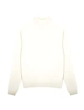 Sunspel Womens Merino Silk Roll Neck Sweater Ivory