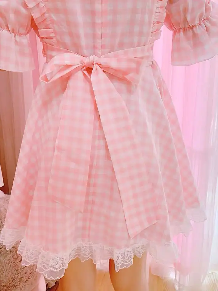 SWEET PASTEL PINK PRINCESS BOW LACE DRESS BY50080