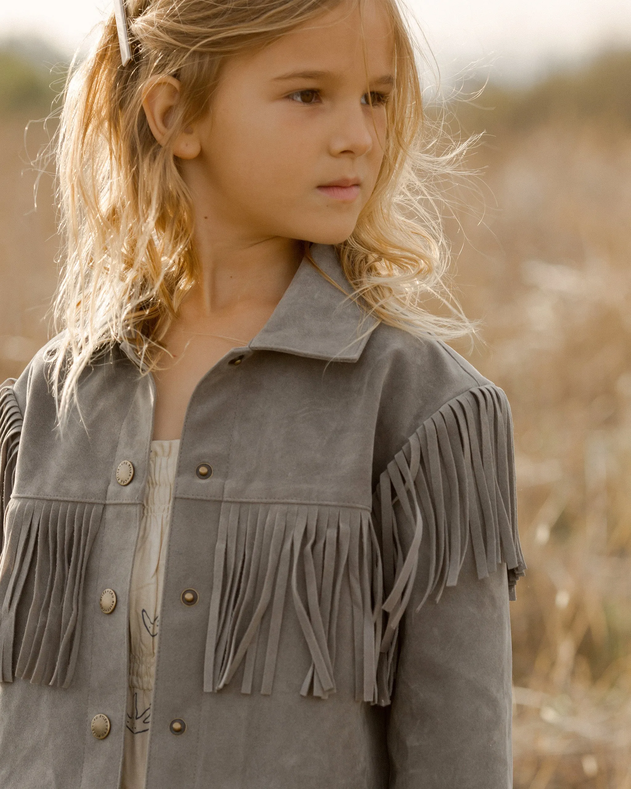 The Fringe Jacket by Rylee + Cru - Dusty Blue - KIDS