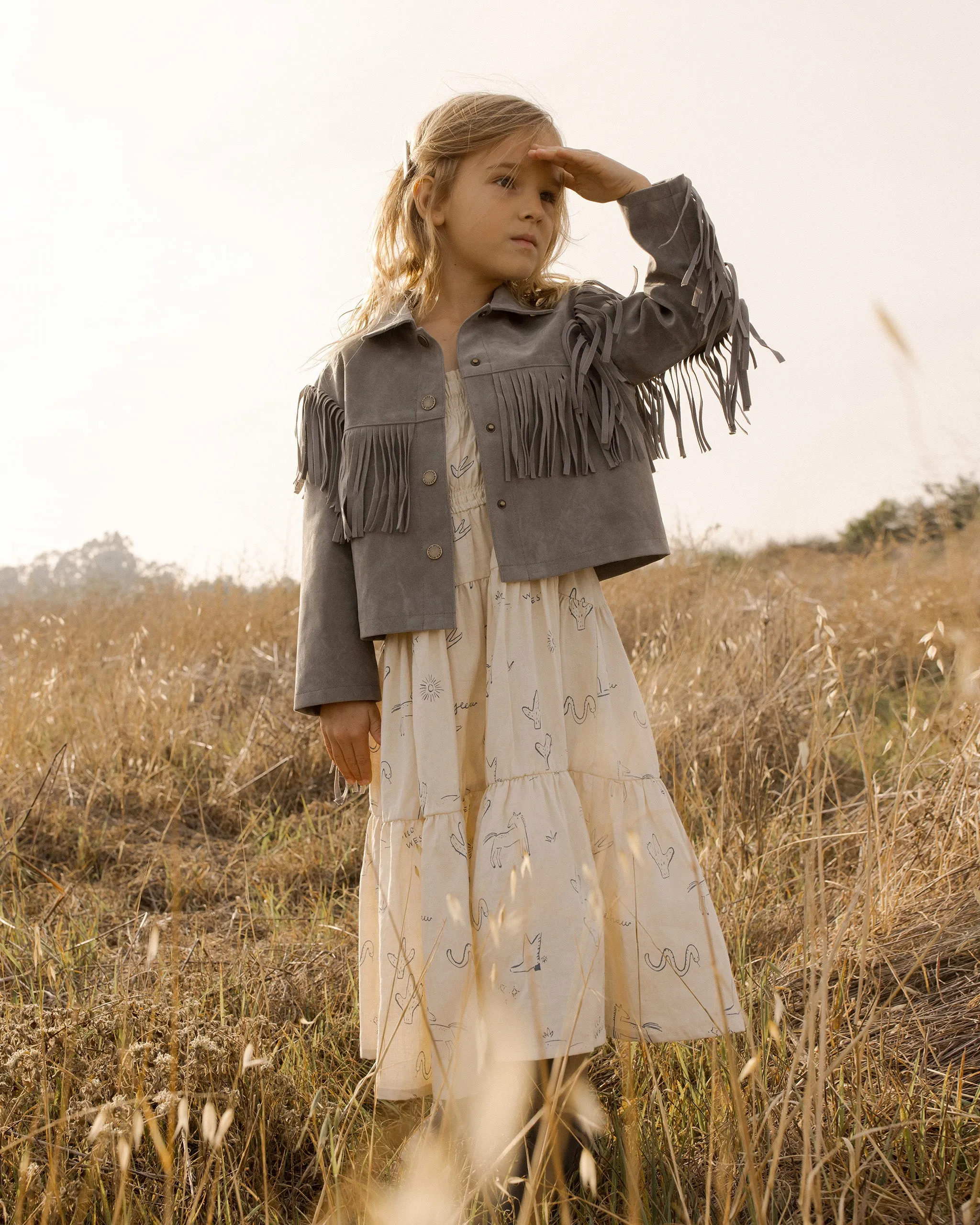 The Fringe Jacket by Rylee + Cru - Dusty Blue - KIDS