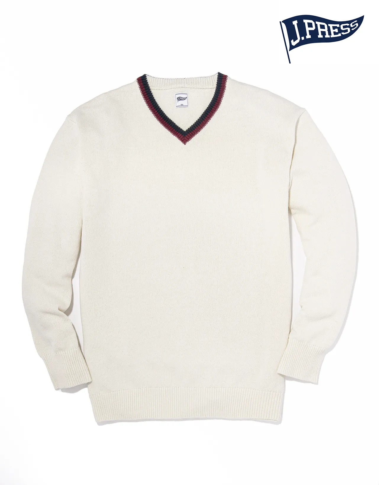 TIPPED V-NECK SWEATER - WHITE