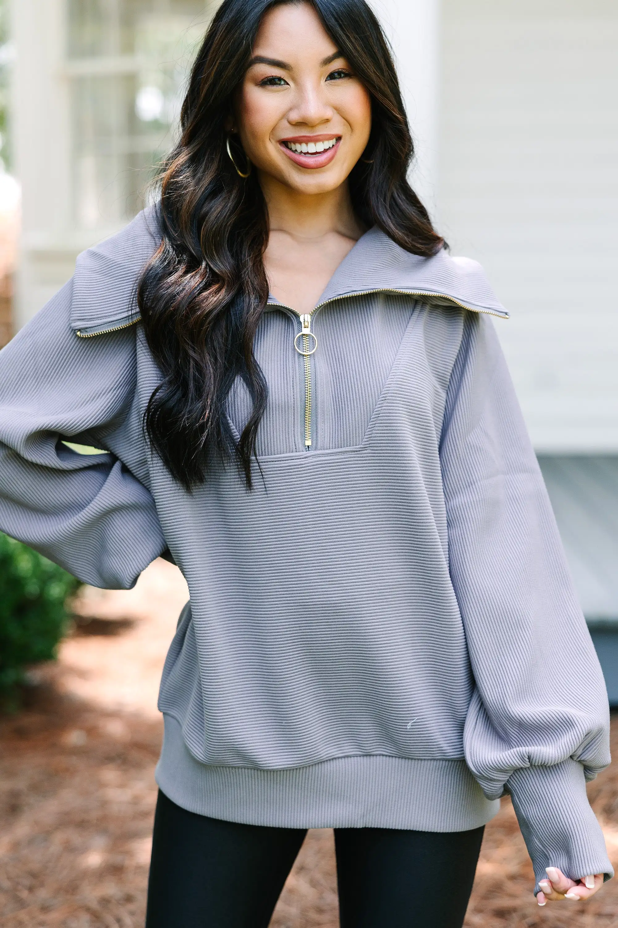 Today's The Day Charcoal Gray Quarter Zip Pullover