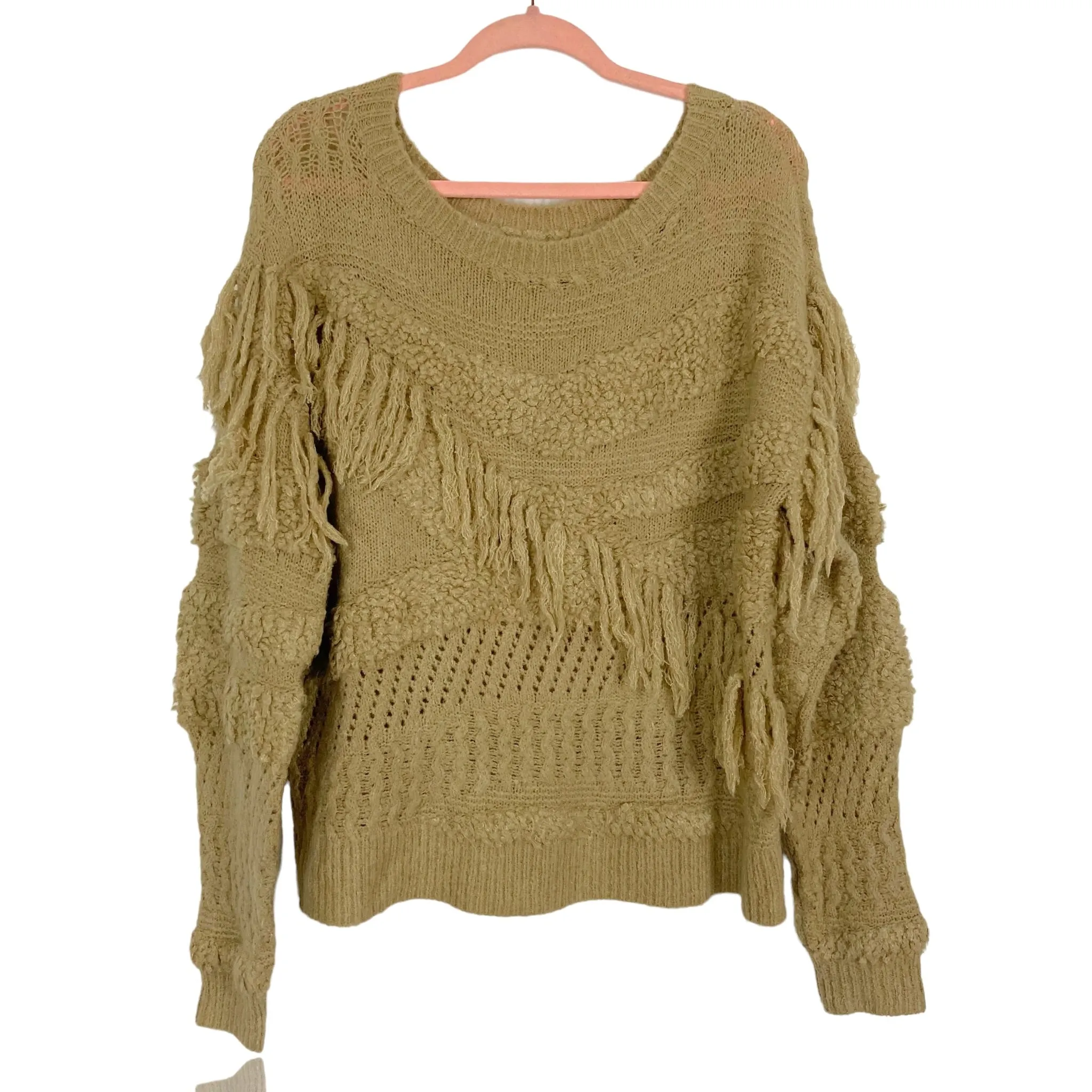 Tularosa Tan Fringe Sweater- Size M