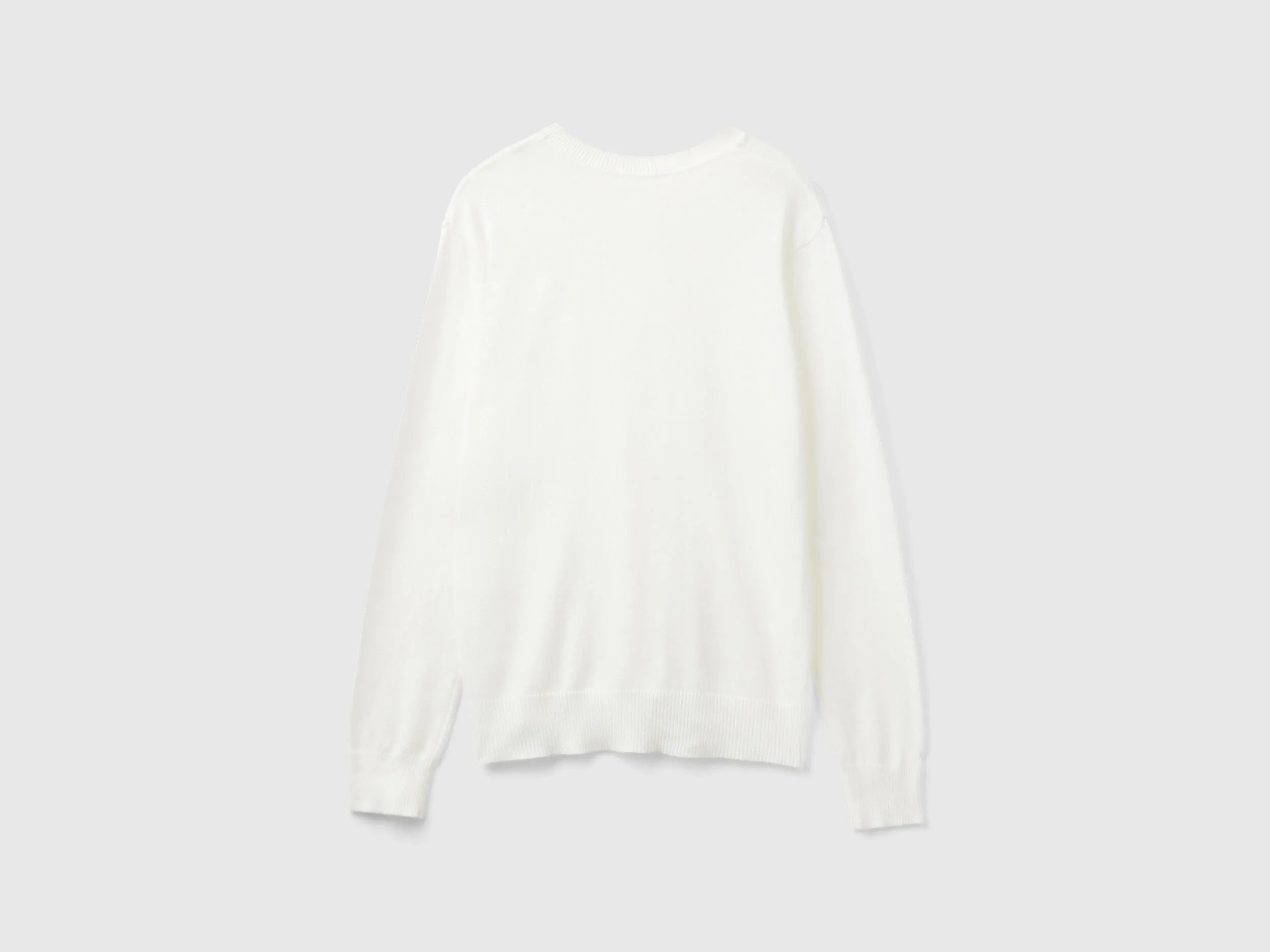 V-neck sweater in Modal® blend - Creamy White | Benetton