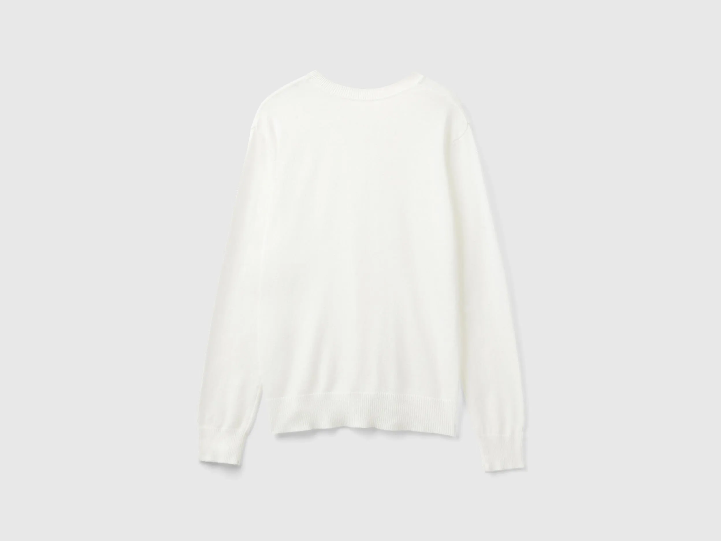 V-neck sweater in Modal® blend - Creamy White | Benetton