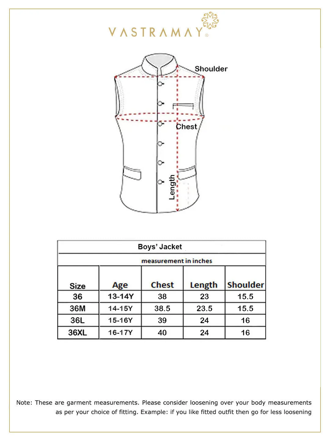 VASTRAMAY Boys' Maroon Woven Design Silk Blend Nehru Jacket