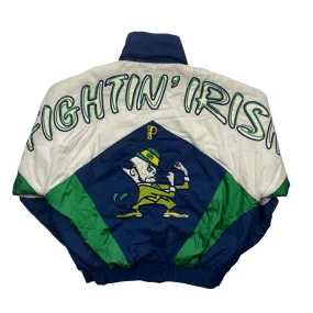 Vintage Blue, White + Green Pro Player University of Norte Dame “Fighting Irish” Coat/ Jacket - Large