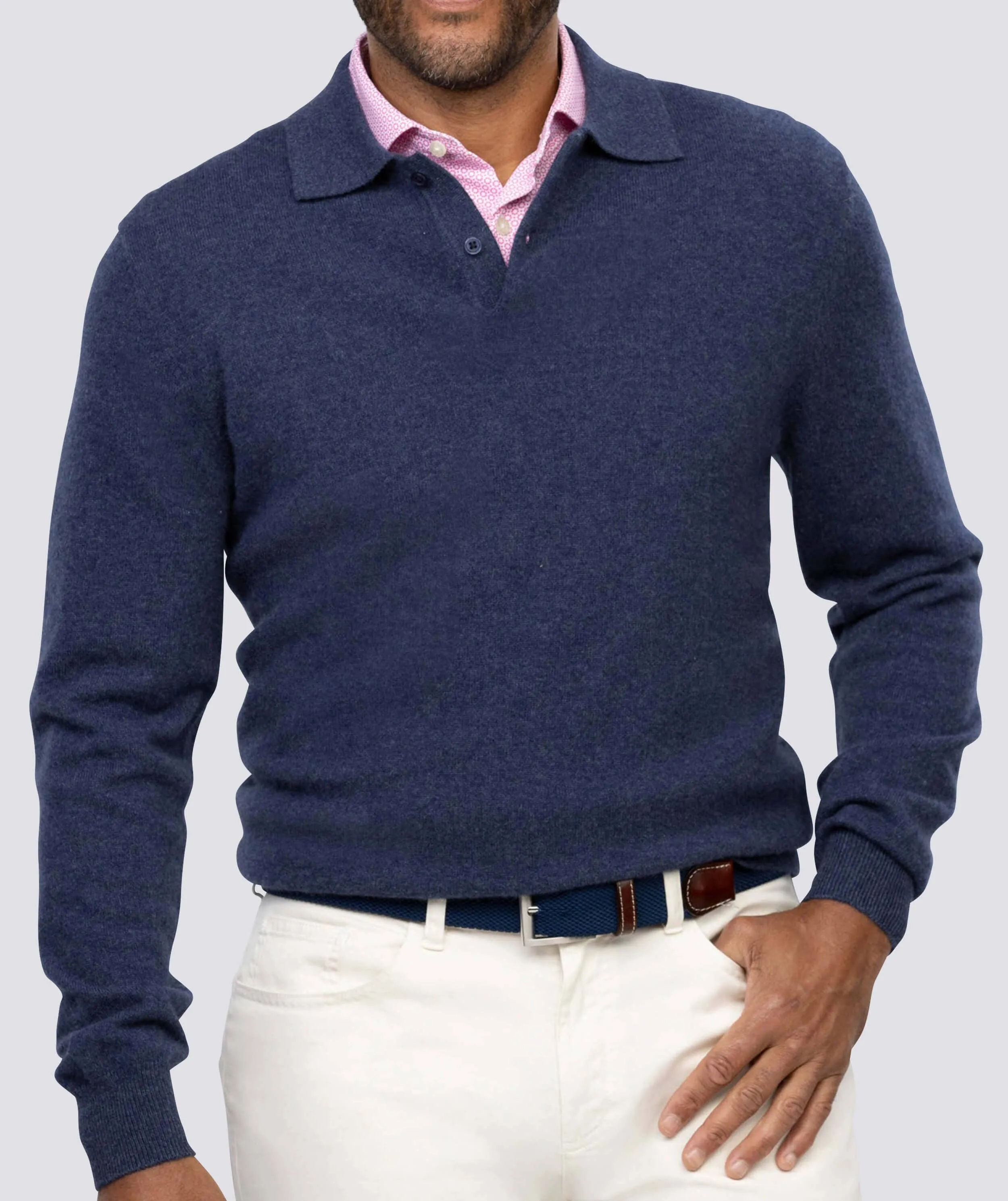 Wade 2-Button Cashmere Polo Sweater