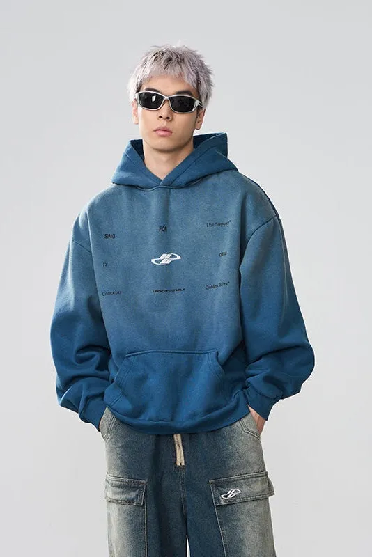 Washed Dynamic Logo Loose Hoodie