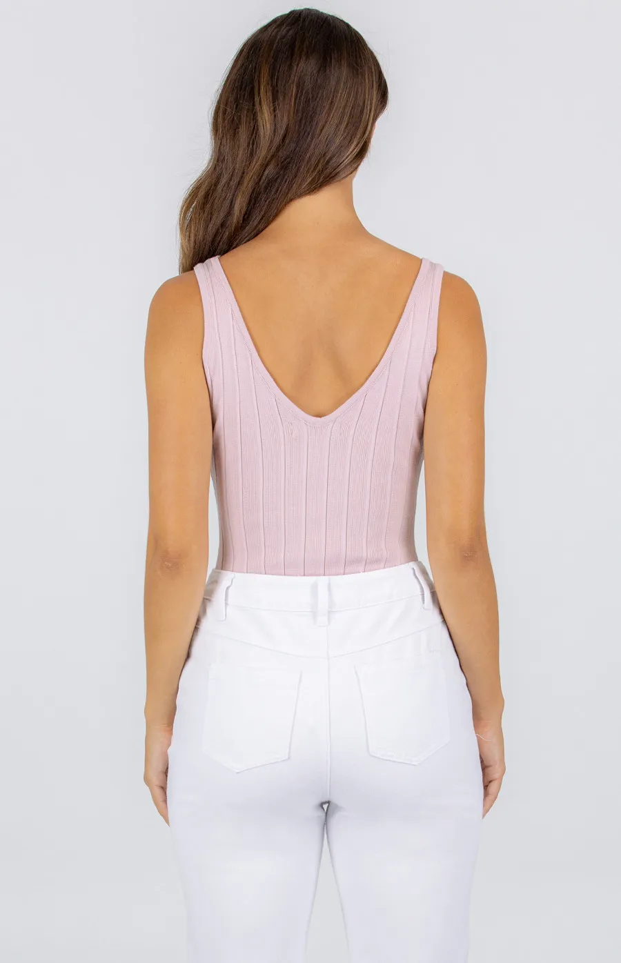 Wide Rib Square Neckline Knit Bodysuit (SKN411)