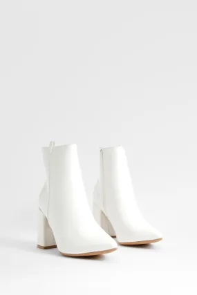 Wide Width Block Heel Ankle Boots