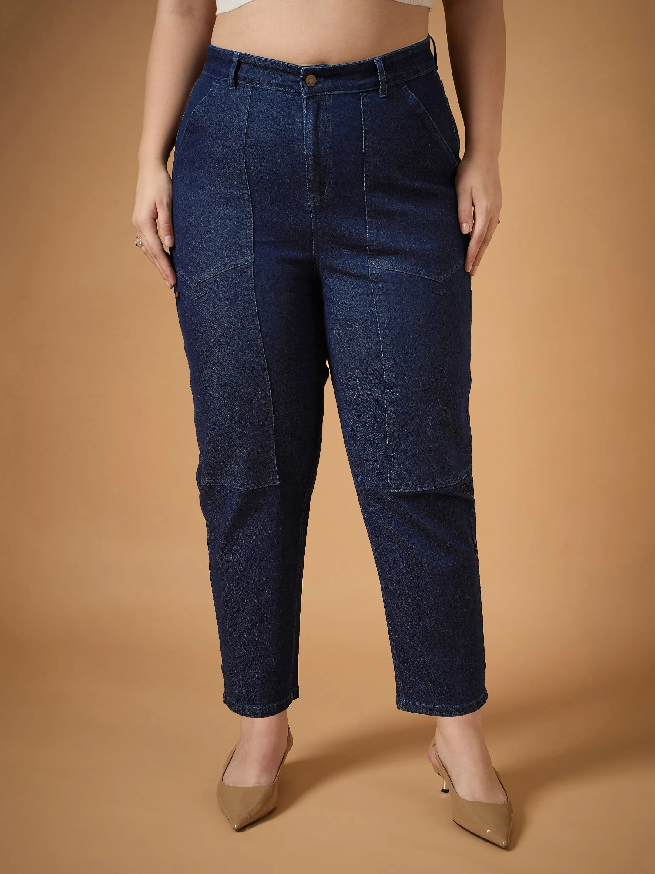 Women Navy Denim Balloon Fit Jeans