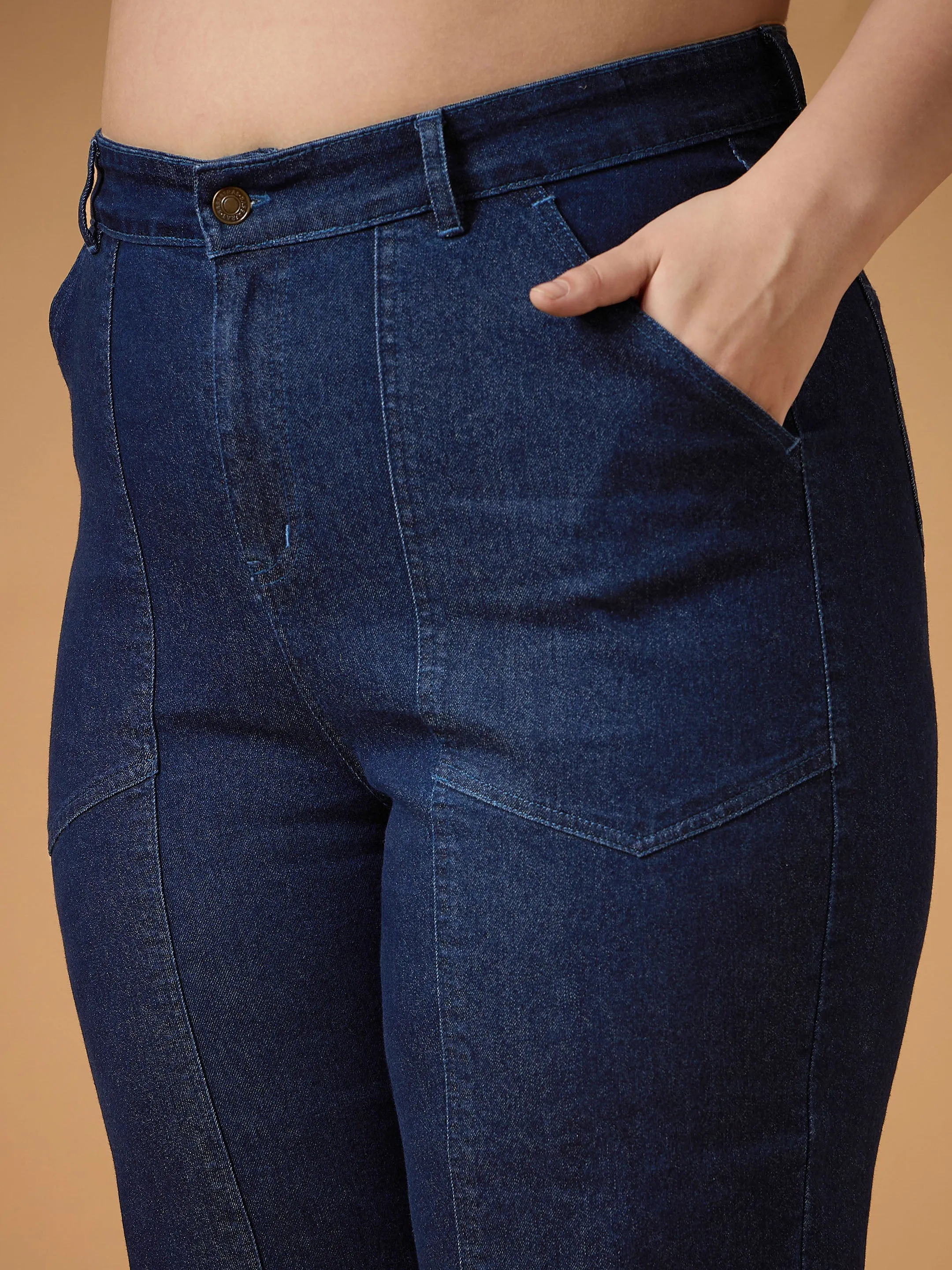 Women Navy Denim Balloon Fit Jeans