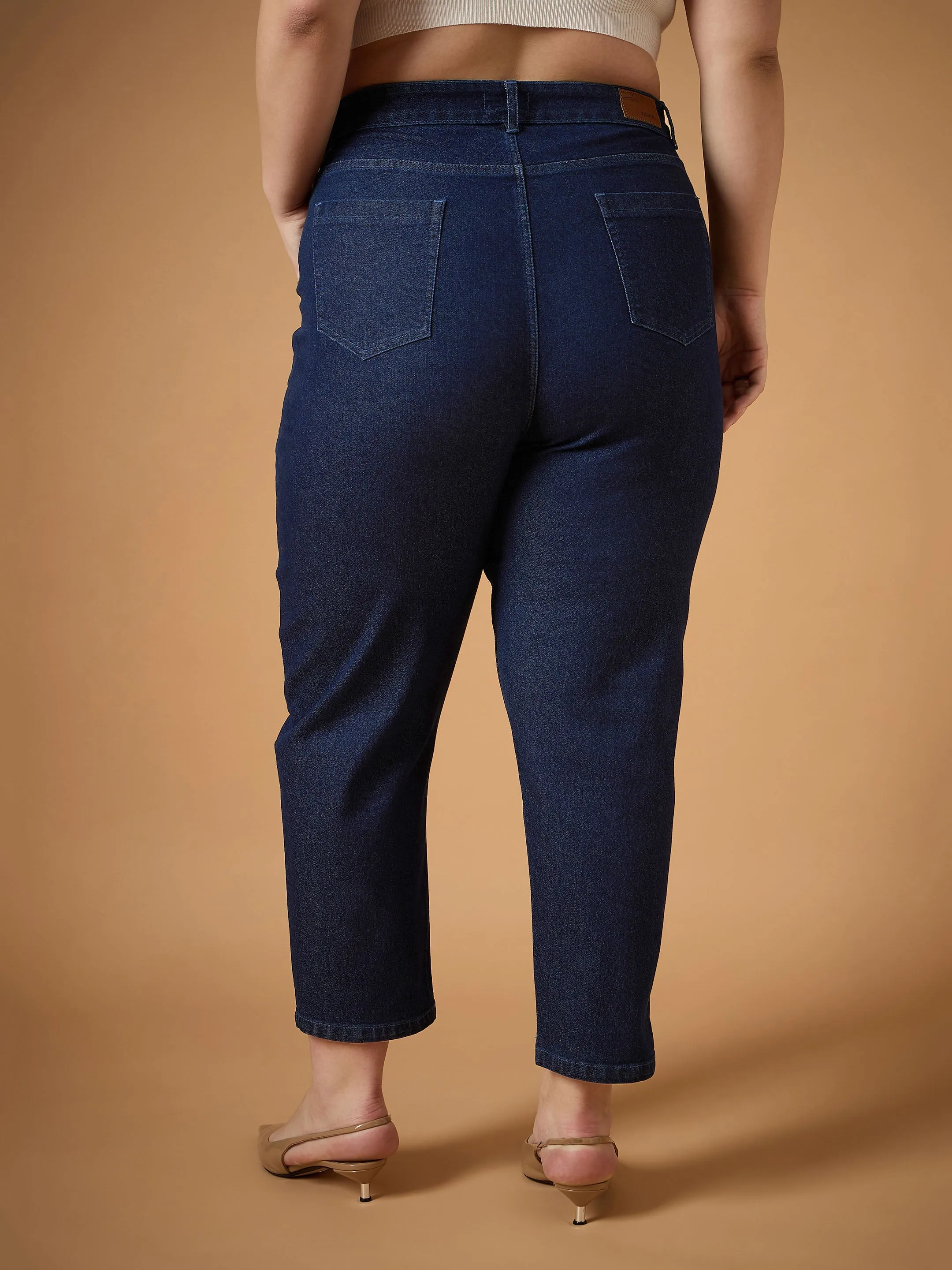 Women Navy Denim Balloon Fit Jeans