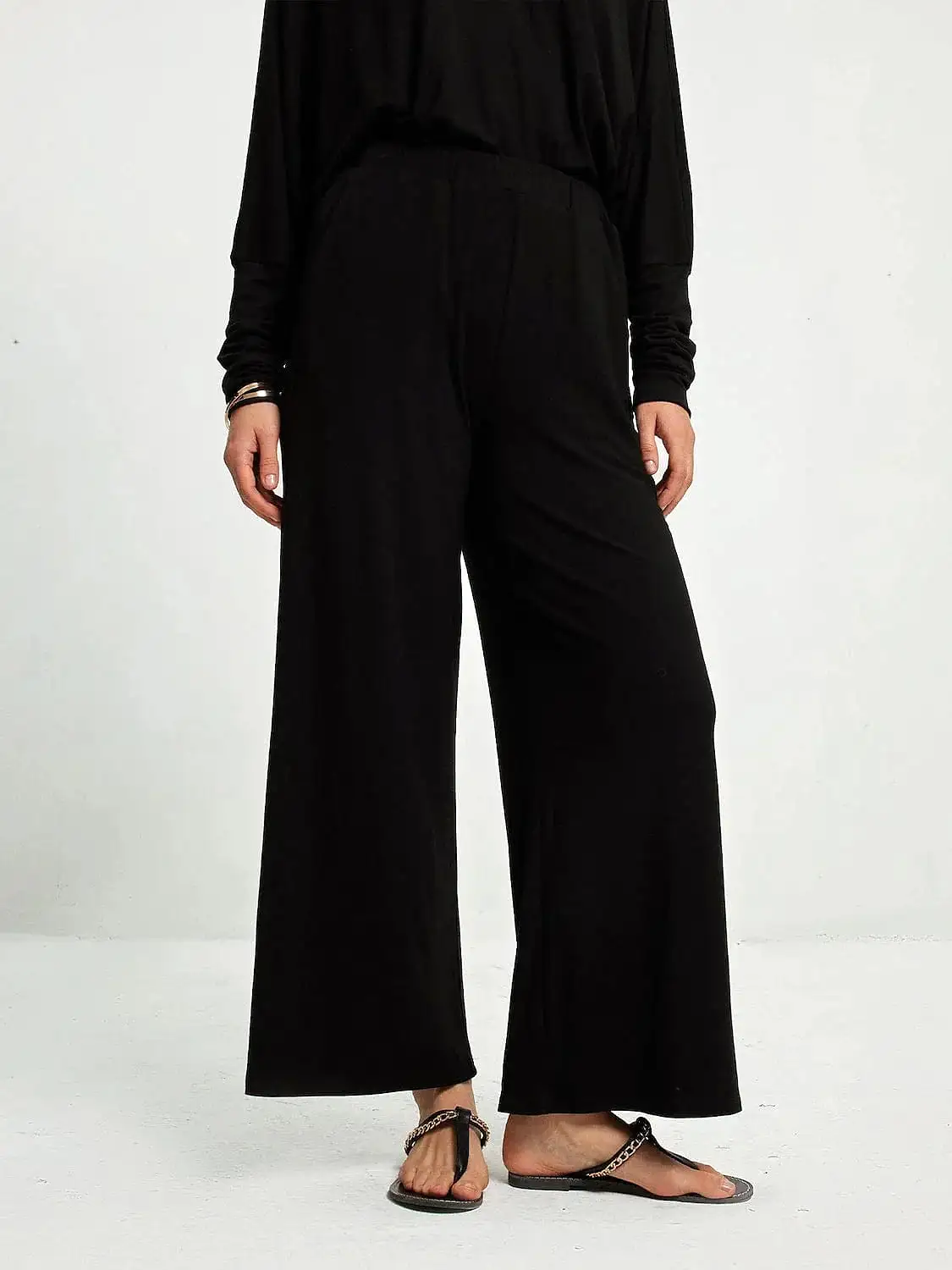 Women's Black Long Sleeve Loose Fit Trousers