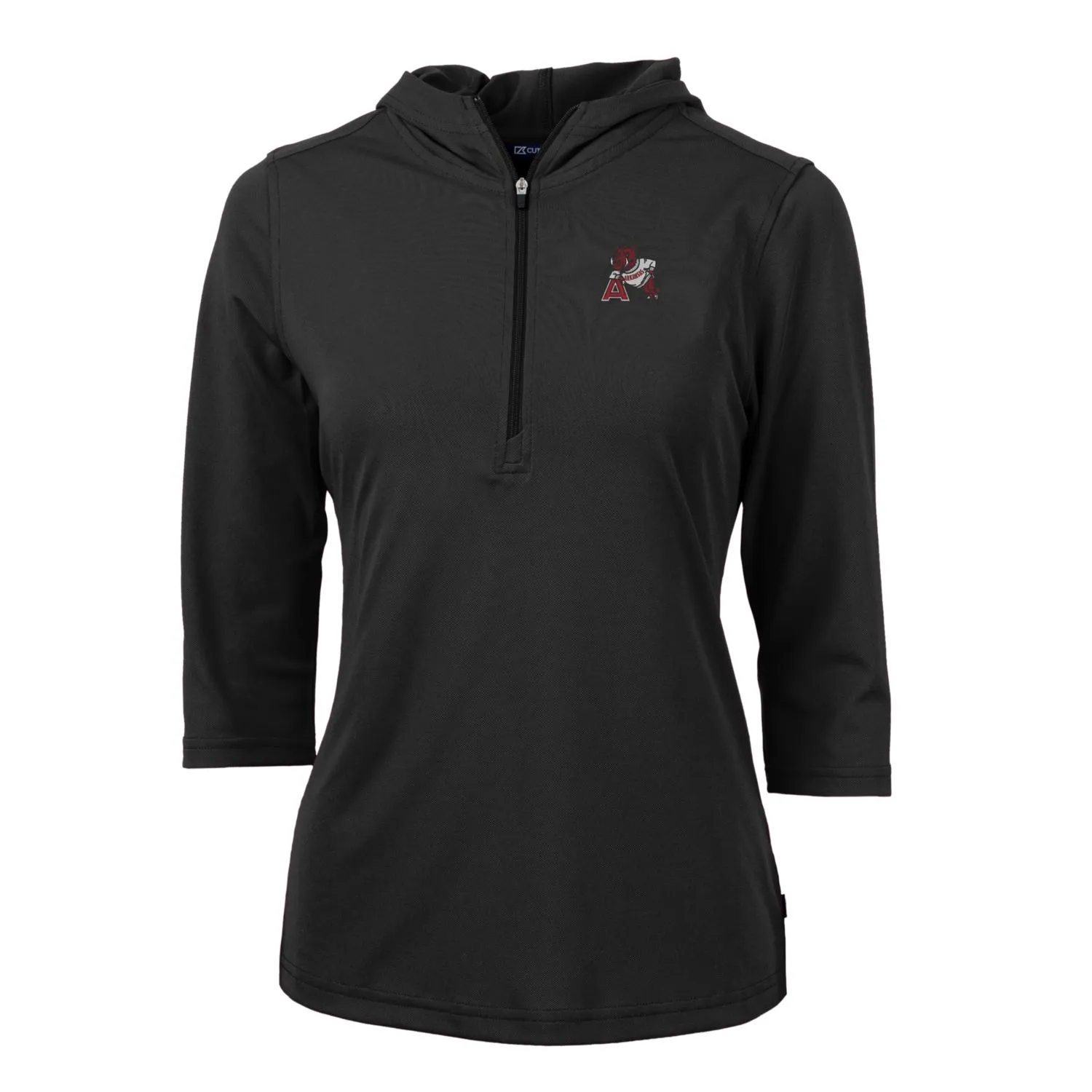 Women's Cutter & Buck Black Arkansas Razorbacks Vault Virtue Eco Pique Recycled Half-Zip Pullover Hoodie