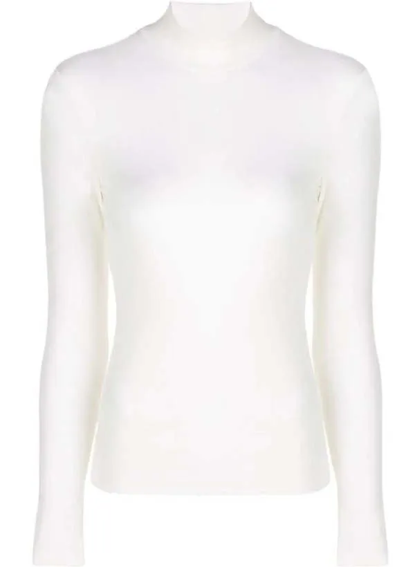 Women's Thin Ribbed Turtle Mock Neck Top - Ivory