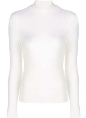 Women's Thin Ribbed Turtle Mock Neck Top - Ivory