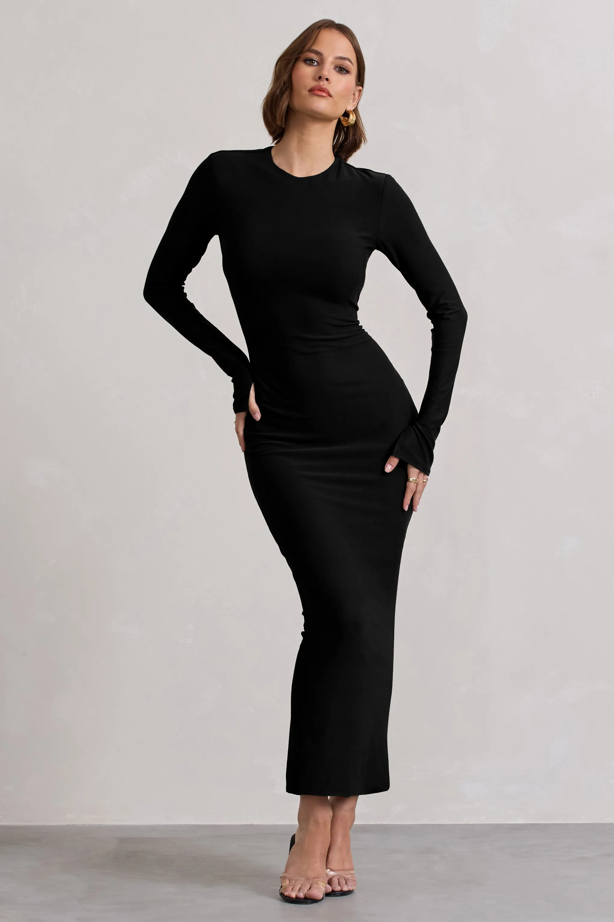 Wonder | Black Bodycon Long-Sleeve Maxi Dress